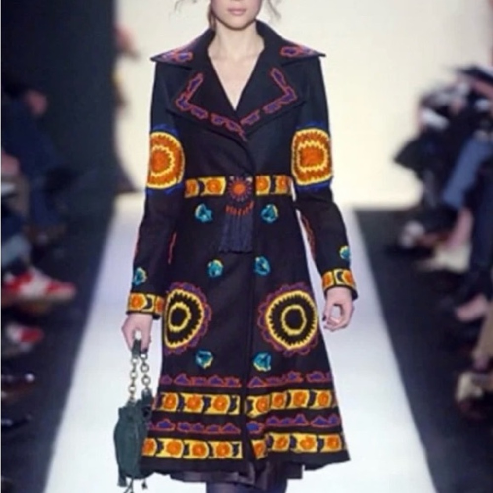 Embroidered Black Jacket with Multicolor Accents